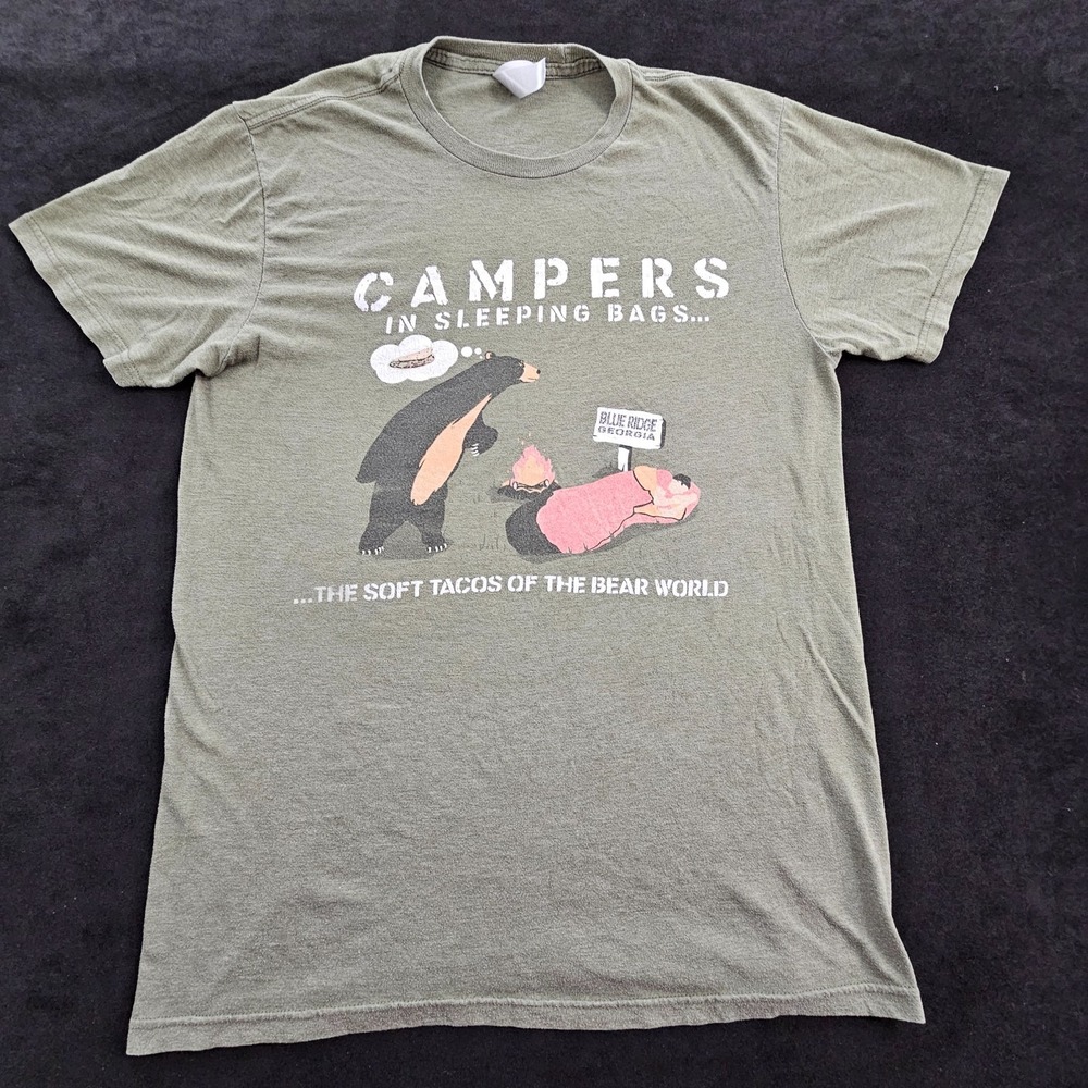 Blue Ridge GA Campers Soft Tacos Bear World Green Short Sleeve T-Shirt Adult M